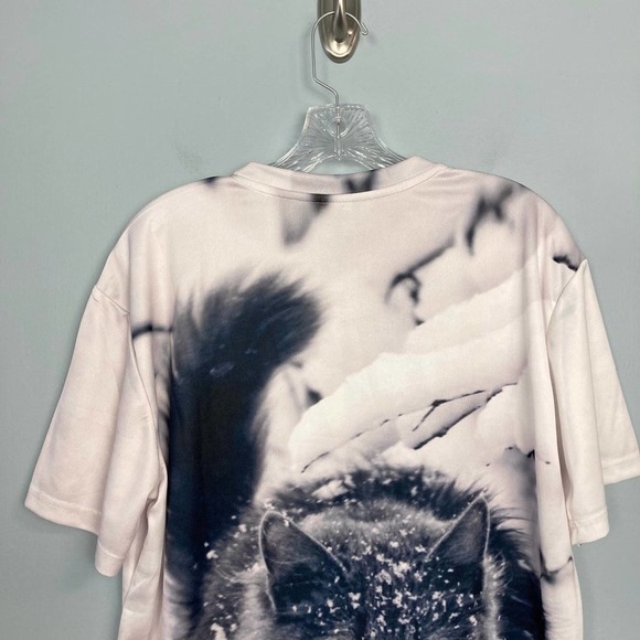 𝅺bian Yi Long Snow Cat All Over Print Crew Neck Tee Shirt Size 3XL Runs Small - Picture 10 of 11